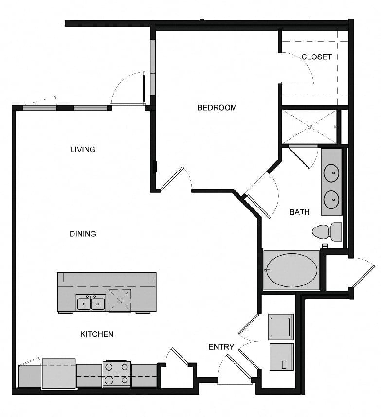 A6 One Bedroom Floorplan Image